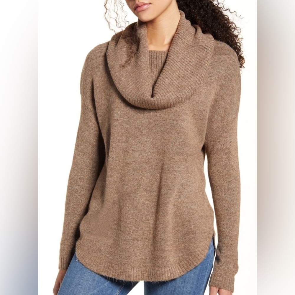 Dreamers Brown Cowl Neck Sweater Women’s Size Medium